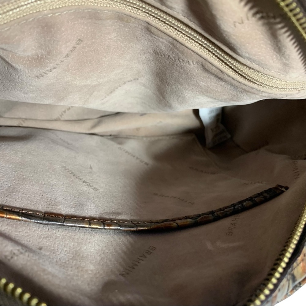 BRAHMIN Croc-Embossed Dome Crossbody Bag – Adjustable Strap - Picture 7 of 9
